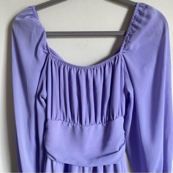 EXLURA Purple Square Neck Boho Mini Dress Medium - Picture 6 of 12